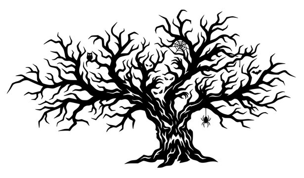 Halloween Dead Tree Silhouette Vector Illustration