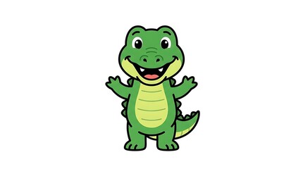 Obraz premium Cartoon green frog character with big smile.