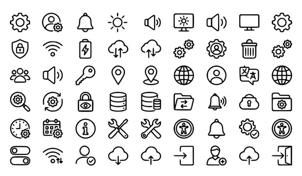 Settings Line Vector Icons Editable Stroke UI Collection