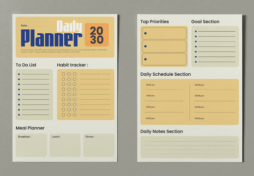 Daily Planner Template Layout
