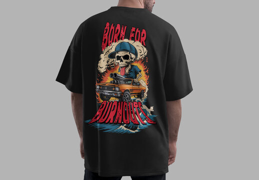 Burnout Racing Skull Vector Tshirt Design