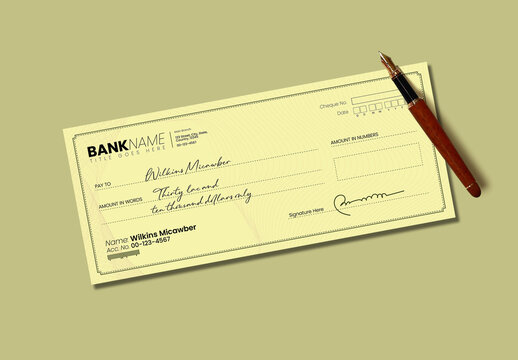 Modern Bank Cheque Template Design with Elegant Financial Layout