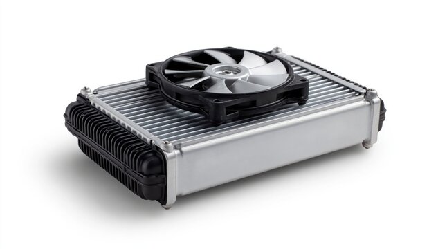 Radiator and fan for computer liquid cooling hardware component processor cooler