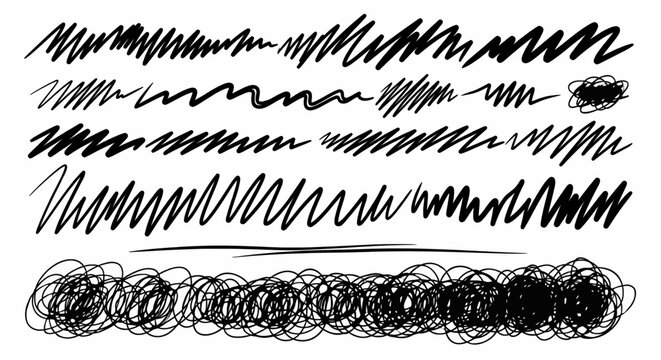 Collection of hand-drawn sketchy lines and scribbles in black on white background