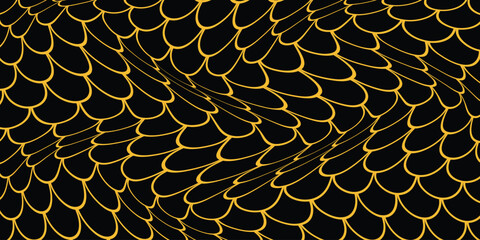 simple golden color fish scale wave pattern art for banner poster background. © kowsar