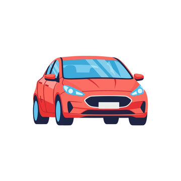 Red Car Front View Illustration.