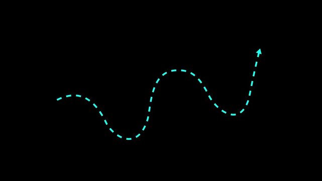 Glowing Transparent availableDotted wave arrow path. Curved navigation direction line. Hand drawn movement indicator. 4k video motion graphics