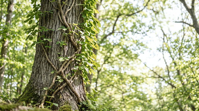 Climbing Vine Wrapped Around Tree Trunk