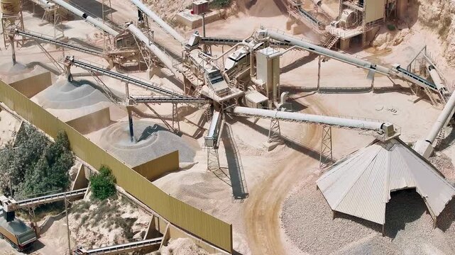 Production processes at a cement facility with limestone quarry operations and aggregate processing