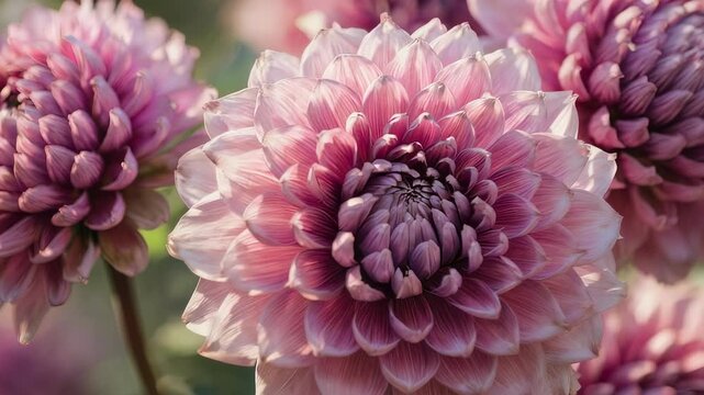 Pink Pom Pom Chrysanthemum Flower Closeup.