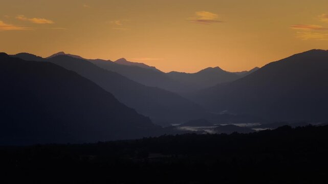 Mountain valley at sunset, Chile