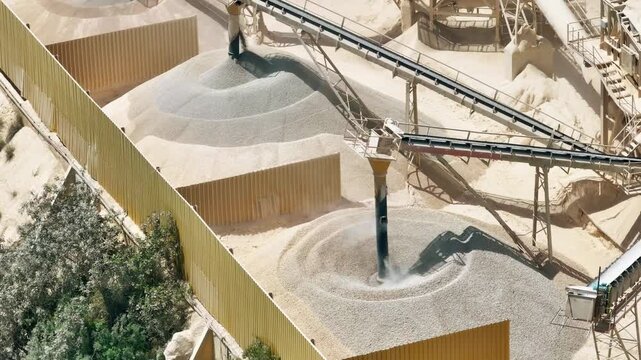 Limestone quarry operations and aggregate processing at industrial manufacturing site
