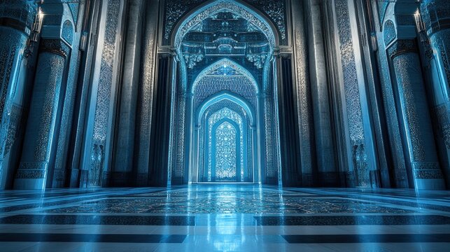 Intricate architectural interior with arches and columns