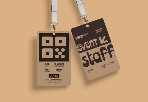 Modern Event Staff ID Card Template With Minimal Corporate Branding
