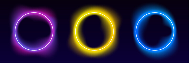 Colorful glowing circle floats on transparent background with smooth gradient motion and sleek neon lighting. Modern style enhances visual impact. Great for digital artwork. © megasuperman