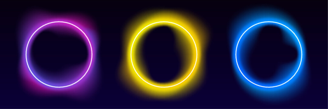 Colorful glowing circle floats on transparent background with smooth gradient motion and sleek neon lighting. Modern style enhances visual impact. Great for digital artwork.
