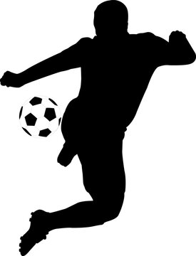 Soccer Player Turning with Ball Silhouette, Footballer Agility Pose