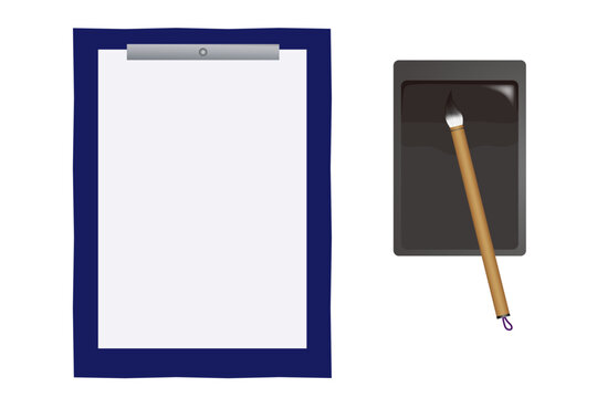 Japanese Calligraphy Tools Set with Brush, Inkstone and Paper