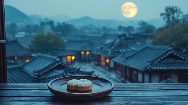 Moon cake for Mid Autumn festival, Thanks Giving Day, Korean Traditional Food,full moon, Moon festival, traditional Korean.