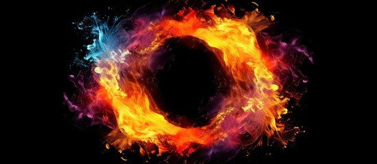 Fototapeta premium Experience the explosive power of a cosmic fire vortex in a stunning panoramic display of light and color.