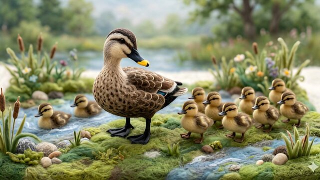 カルガモの親子」の写真素材 | 1,013件の無料イラスト画像 | Adobe Stock