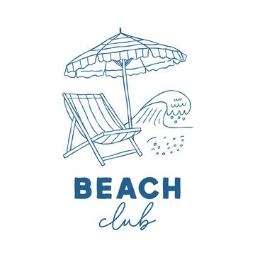 Beach Club Emblem in hand-drawn style