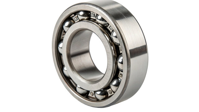 Industrial steel metal double row roller ball bearing assembly on transparent background