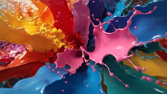 Colorful paint splash with vibrant colors creating an abstract artistic