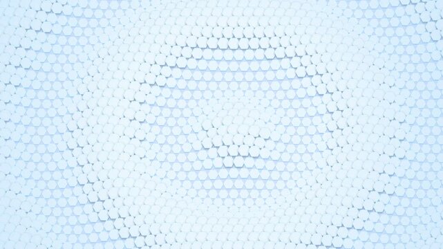 Abstract white hexagonal wave motion background pattern seamless loop
