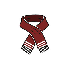 Red striped winter fashion scarf accessory. © RIKA