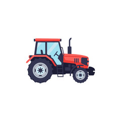 Naklejka premium Red Tractor Vehicle Farm Equipment.