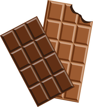 Chocolate bar vector illustration isolated, milk and dark chocolate candy dessert design element set