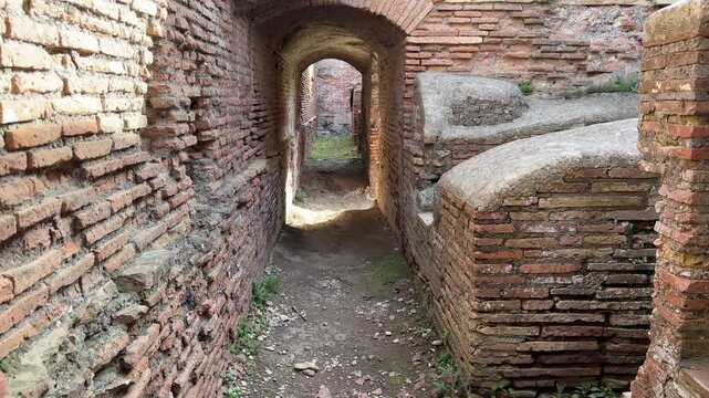 Hallway of Ruined Building in Ostia Antica