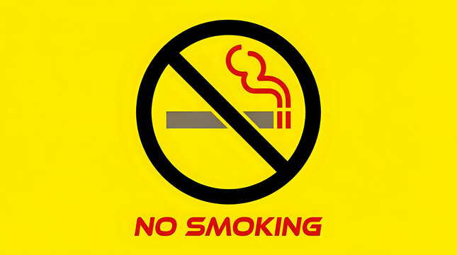 No smoking sign on a yellow background with a cigarette icon non smoking prohibited background