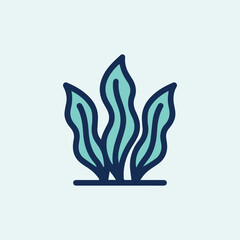 Green seaweed plant icon growing from seabed for marine ecosystem illustration © Zie-1