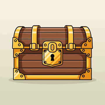 Brown Wooden Treasure Chest Box.