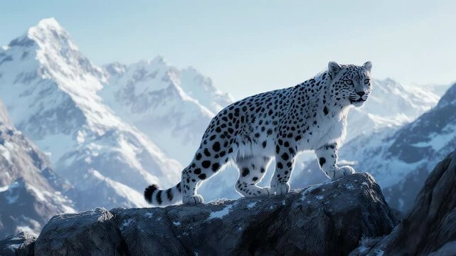 Snow leopard in the snow