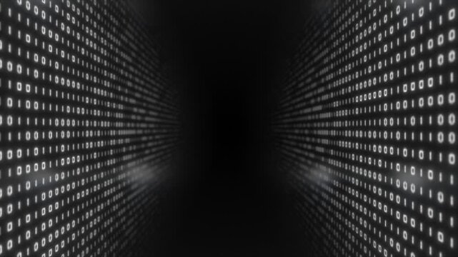 white color computer programming binary code sci fi tunnel futuristic design black seamless technology background