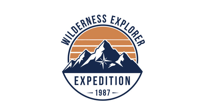 Wilderness Explorer Expedition 1987 Logo - Retro Mountain Adventure Design