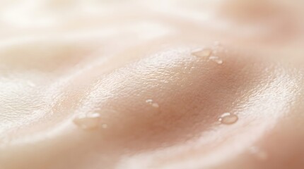 Fototapeta premium Macro close up view of smooth human skin texture with small water droplets on the surface for skincare