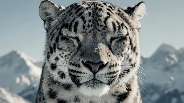 Snow leopard in the snow