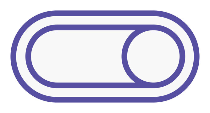 Purple outlined toggle switch button UI element.