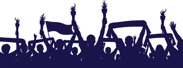 Fifa world cup fans celebrating with flags and torches © SyedaAshrafunNessa