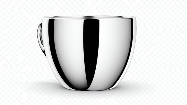 Shiny metallic coffee cup on transparent background