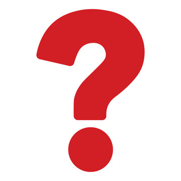 Red question mark icon, bold interrogation symbol, help sign vector