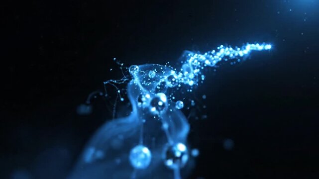Glowing Blue Particle Stream Quantum Physics and Abstract Art Concept