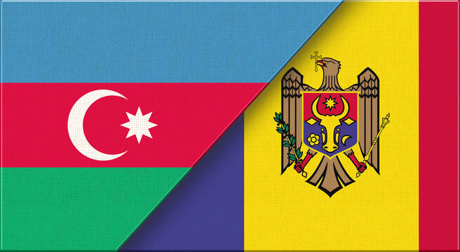 Double Flag Azerbaijan and Moldova on Fabric. Azerbaijan - Moldova relations