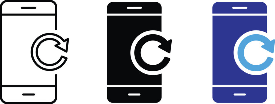 Smartphone mobile refresh sync reload application vector icons illustration graphic elements.