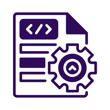 Code document with gear icon programming concept isolated on transparent background