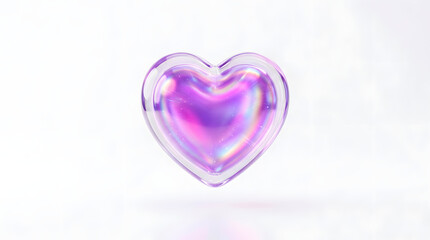 Obraz premium A translucent, iridescent heart-shaped object radiates a soft, ethereal glow, symbolizing love, emotion, and purity.